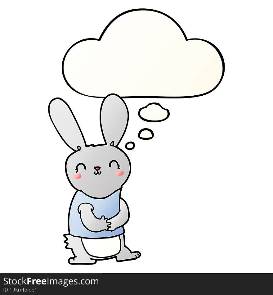 cute cartoon rabbit with thought bubble in smooth gradient style