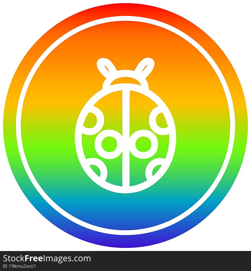 cute ladybug circular icon with rainbow gradient finish. cute ladybug circular icon with rainbow gradient finish