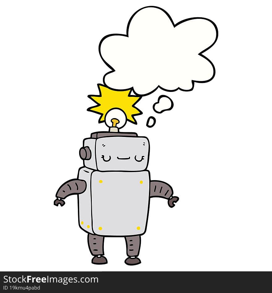 Cartoon Robot And Thought Bubble