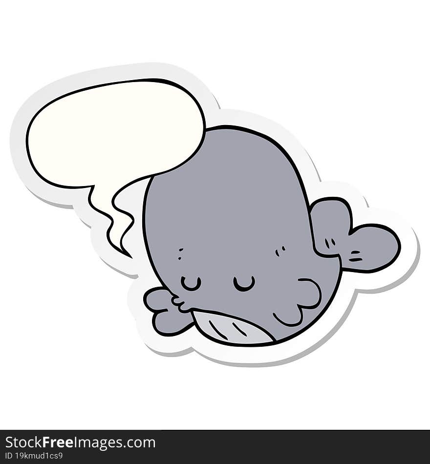 cartoon whale and speech bubble sticker