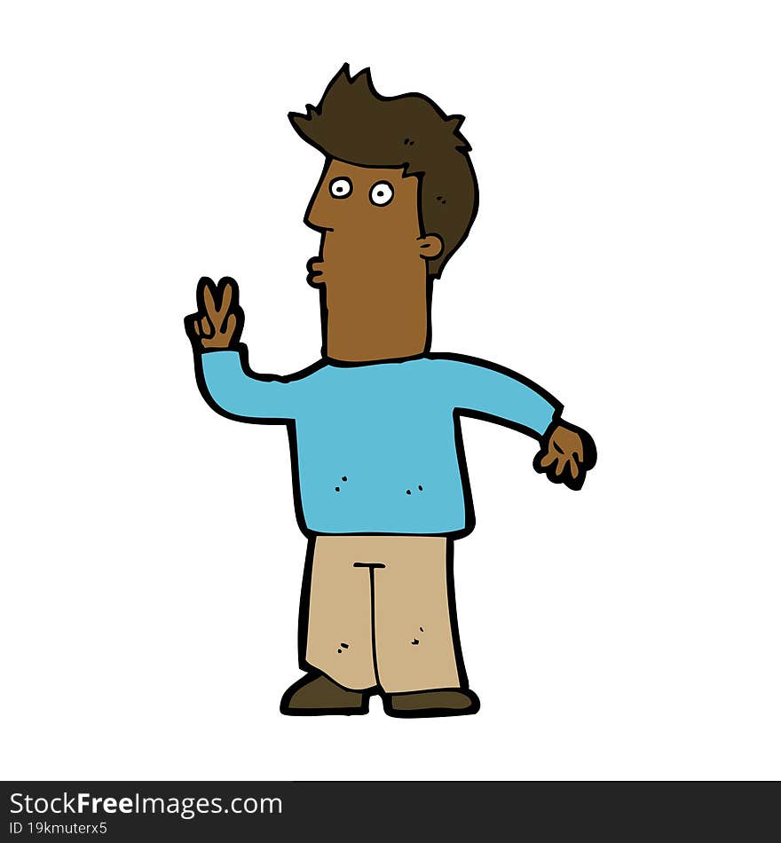 cartoon man signaling with hand