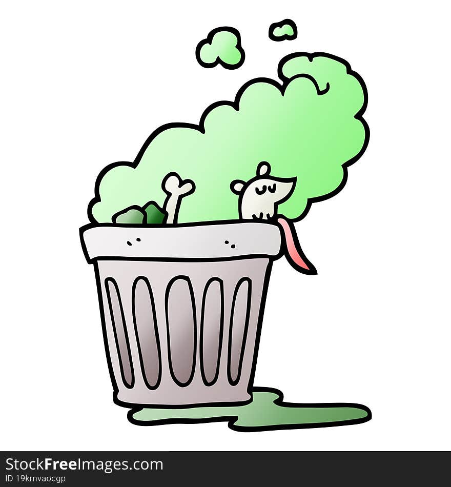 Vector Gradient Illustration Cartoon Smelly Garbage Can