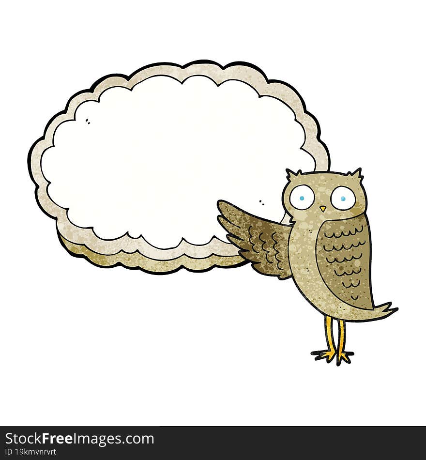 Textured Cartoon Owl Pointing