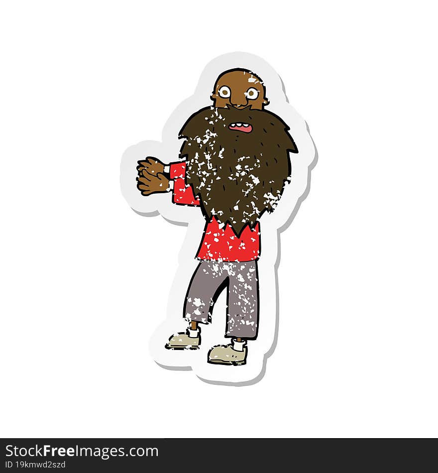 retro distressed sticker of a cartoon bearded old man