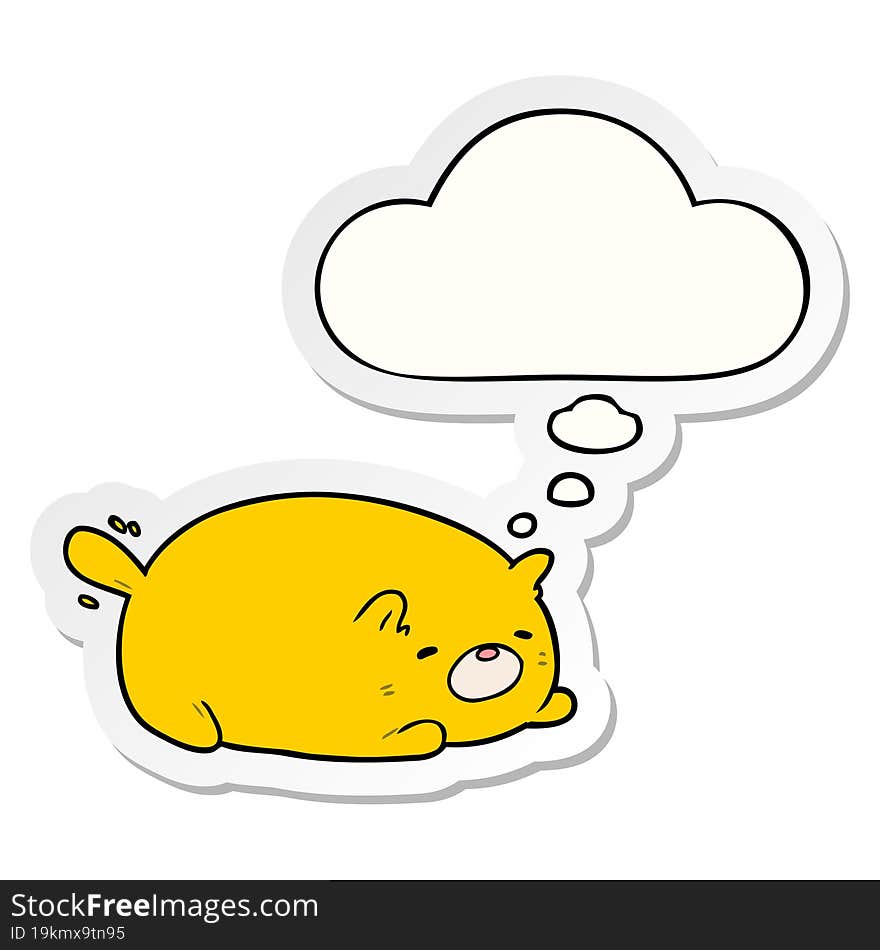 cartoon cat and thought bubble as a printed sticker