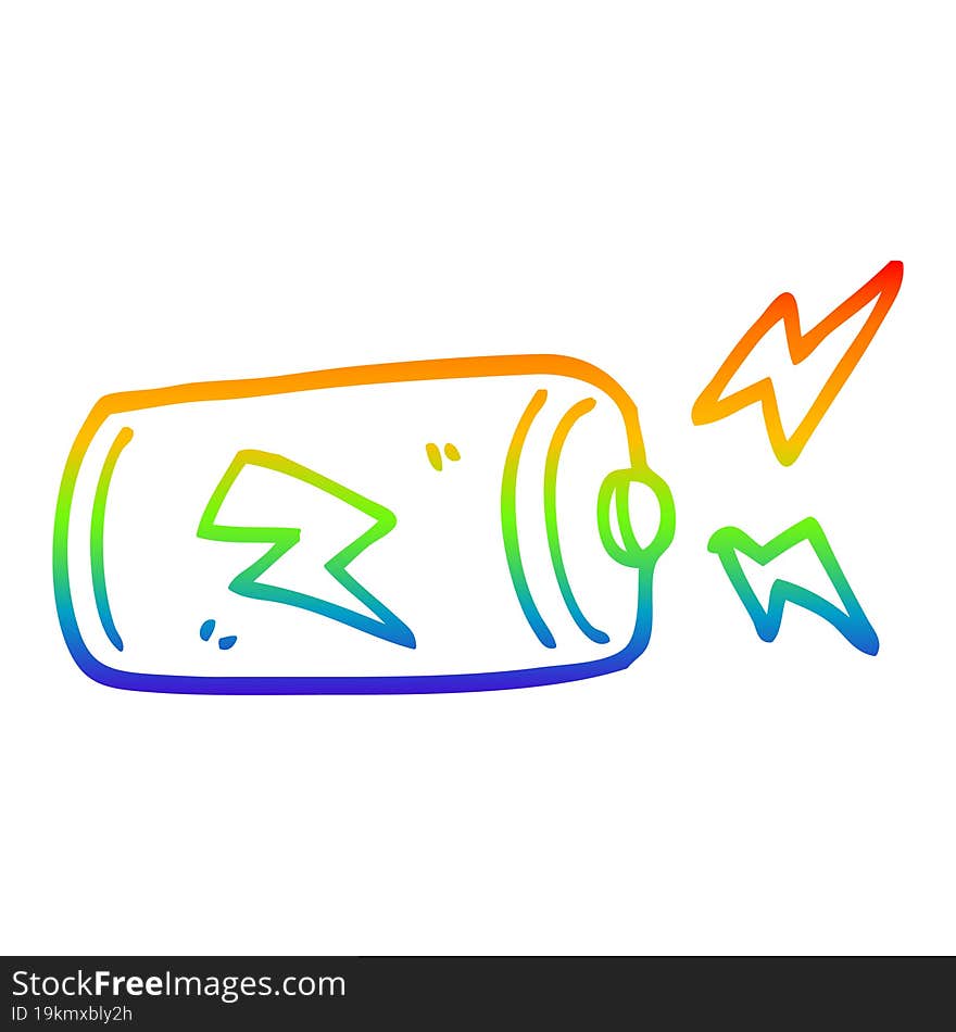 rainbow gradient line drawing cartoon battery