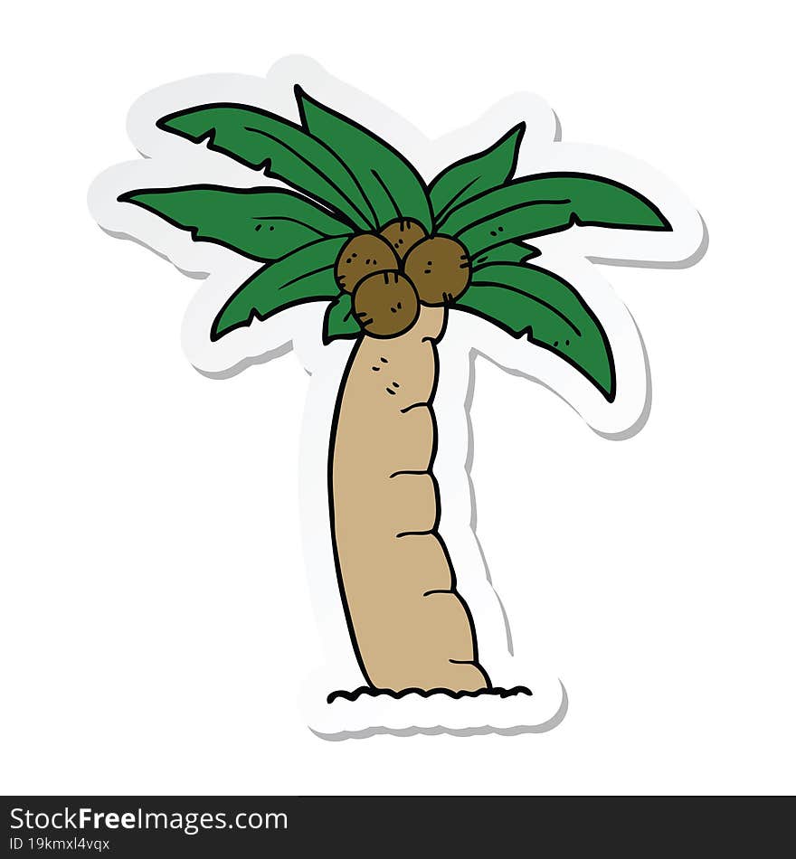 Sticker Of A Cartoon Palm Tree