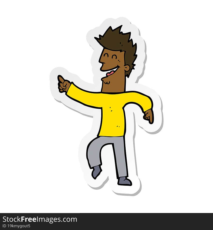 Sticker Of A Cartoon Man Pointing And Laughing