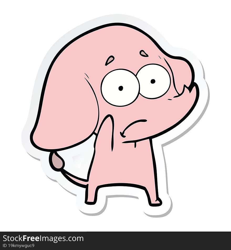 sticker of a cartoon unsure elephant