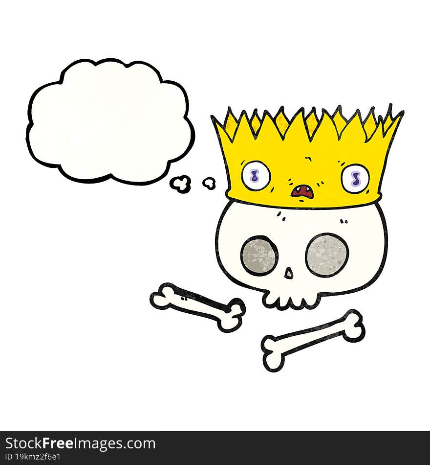 thought bubble textured cartoon magic crown on old skull