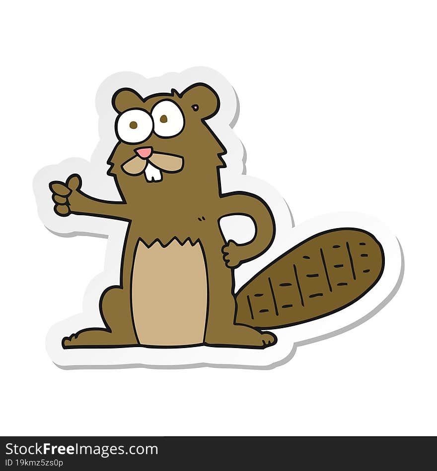 Sticker Of A Cartoon Beaver