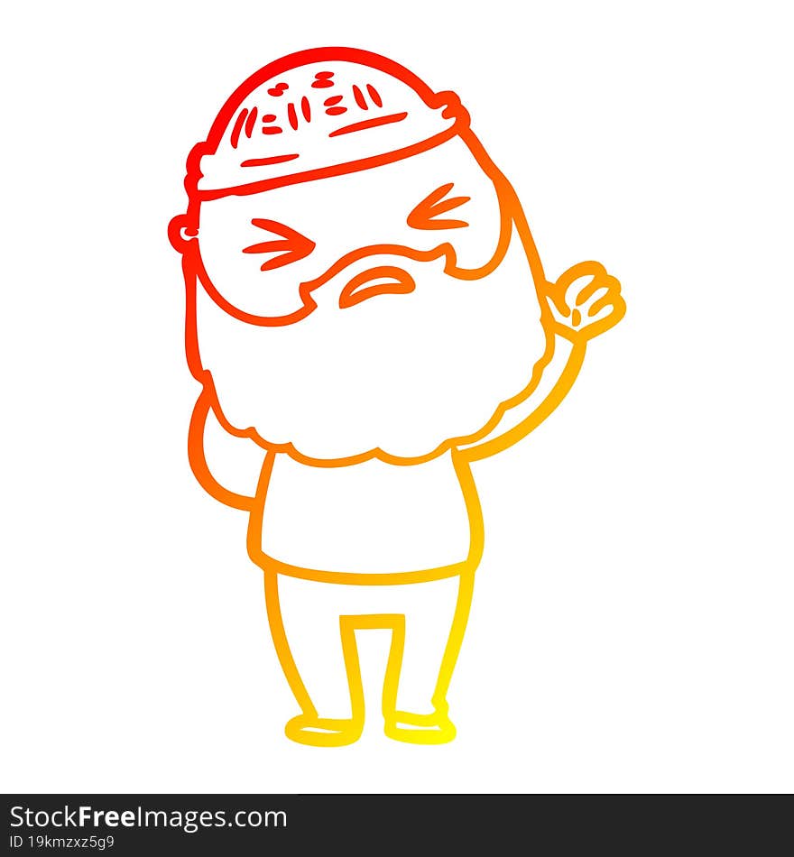 warm gradient line drawing of a cartoon man with beard