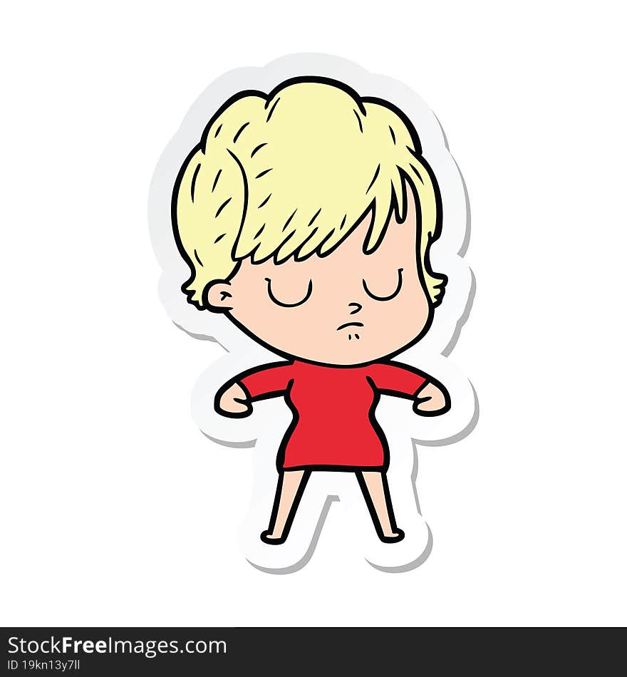 sticker of a cartoon woman