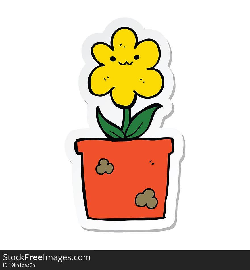 Sticker Of A Cartoon House Plant