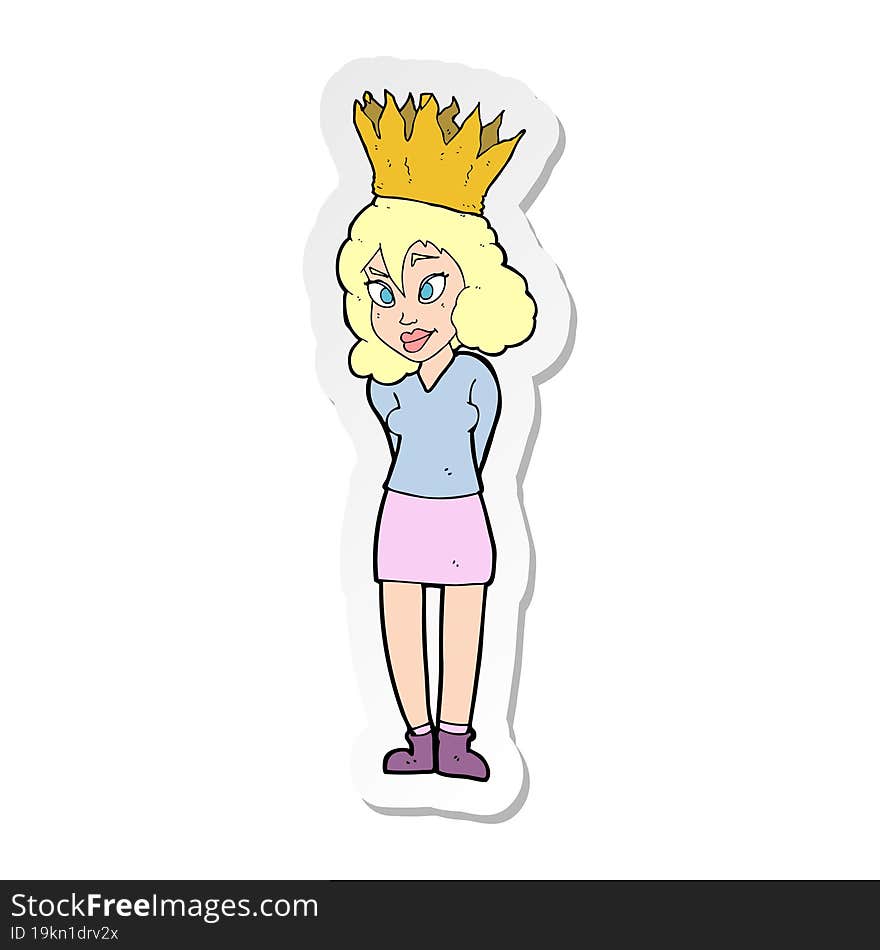 sticker of a cartoon person wearing crown