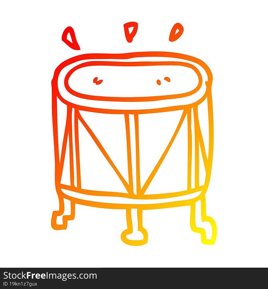 warm gradient line drawing cartoon drum on stand