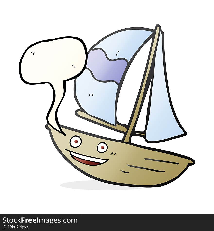 freehand drawn speech bubble cartoon sail ship