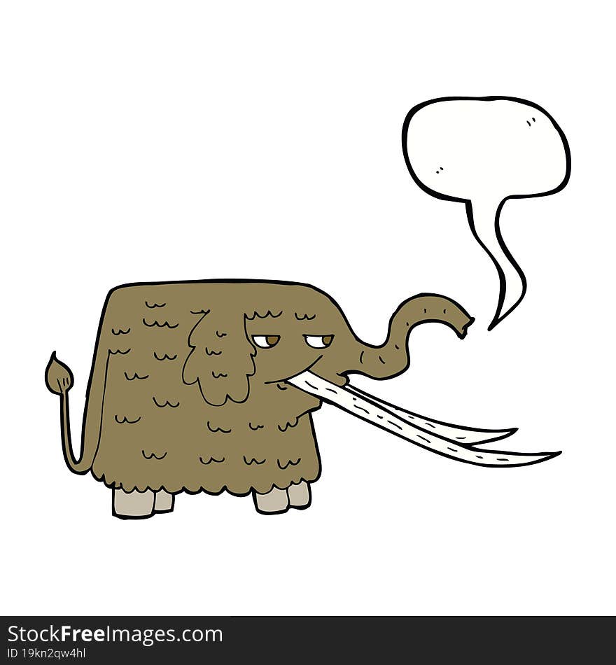 cartoon woolly mammoth with speech bubble