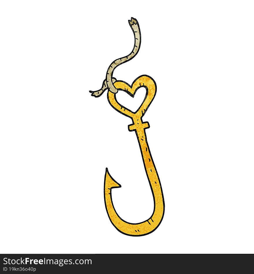 Textured Cartoon Love Heart Fish Hook