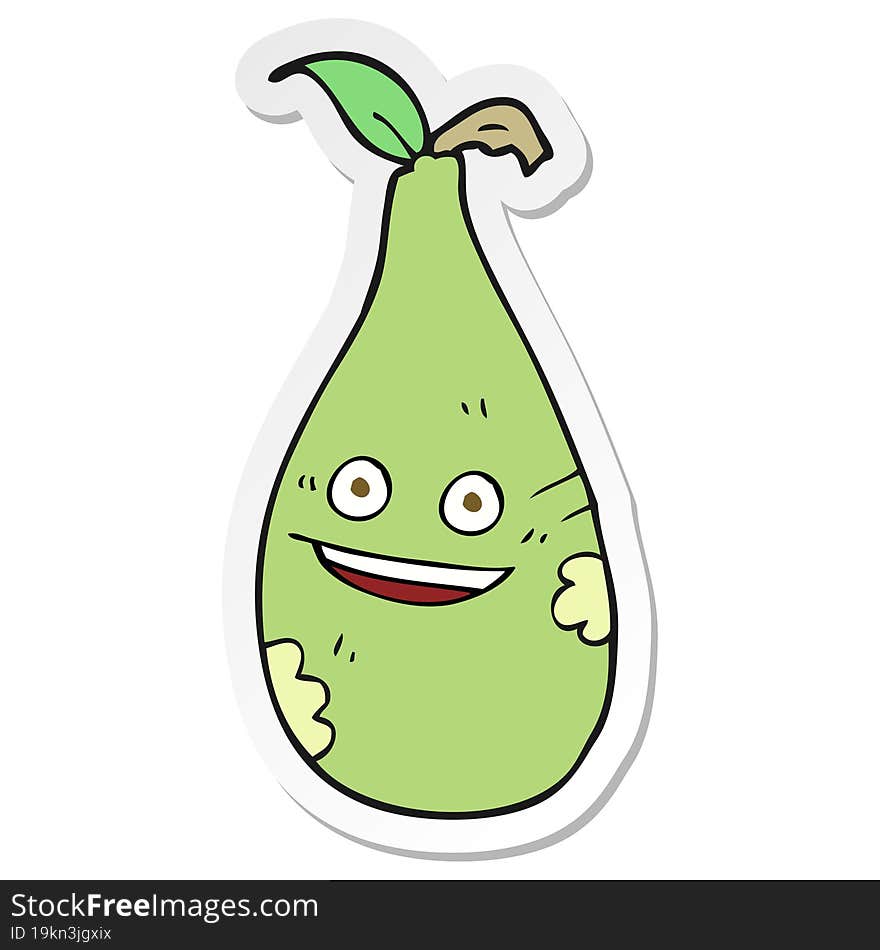 Sticker Of A Cartoon Pear