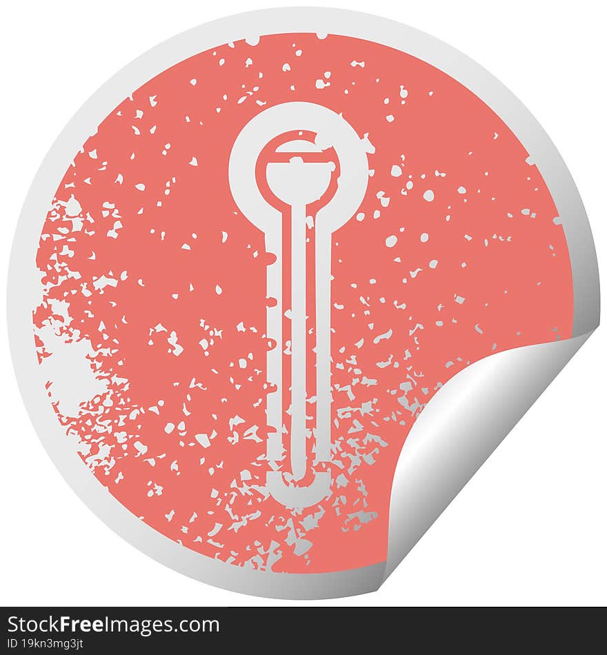 distressed circular peeling sticker symbol glass thermometer