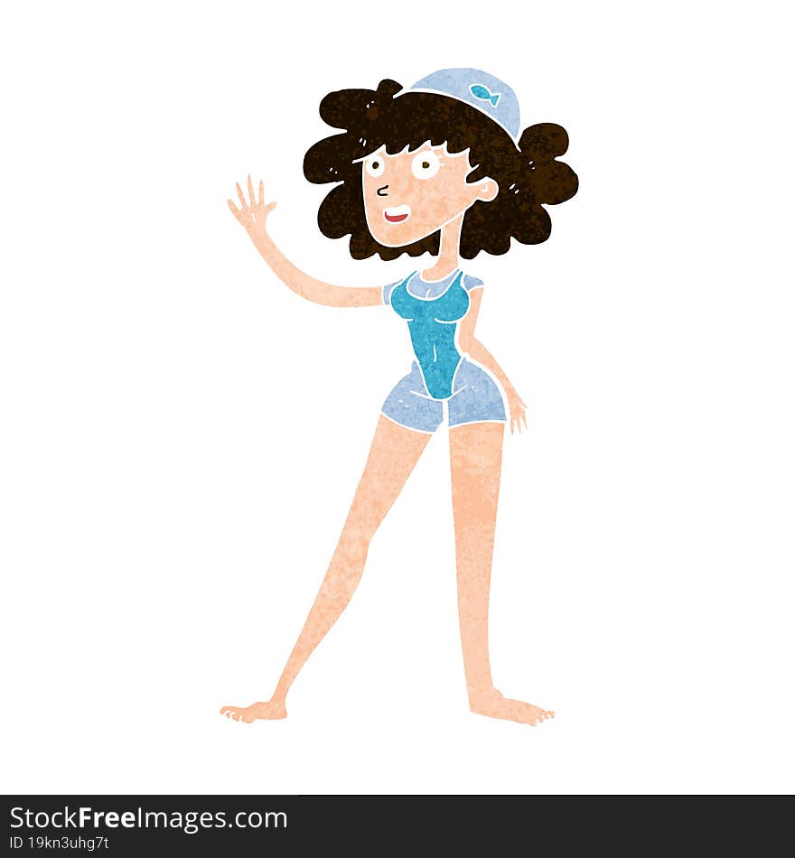 Cartoon Swimmer Woman