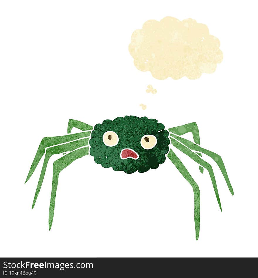 cartoon spider with thought bubble