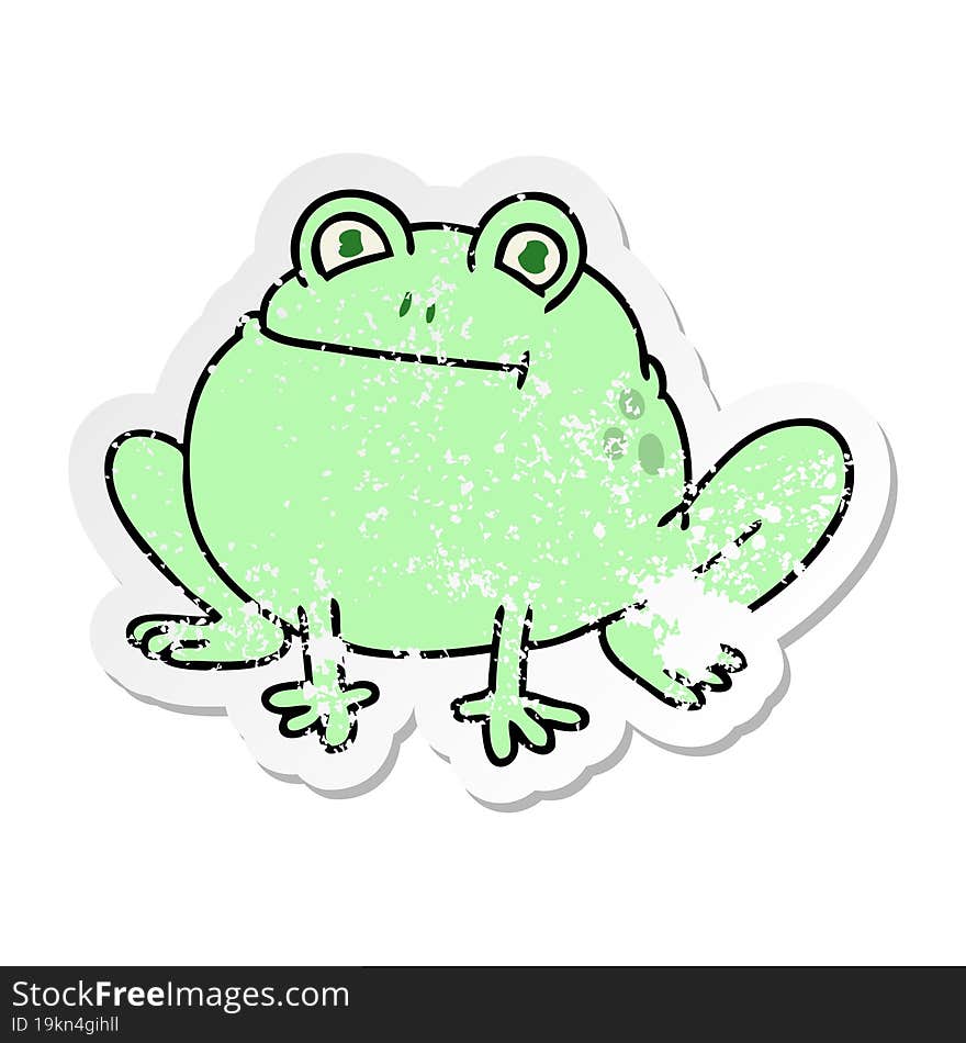 Distressed Sticker Of A Quirky Hand Drawn Cartoon Frog