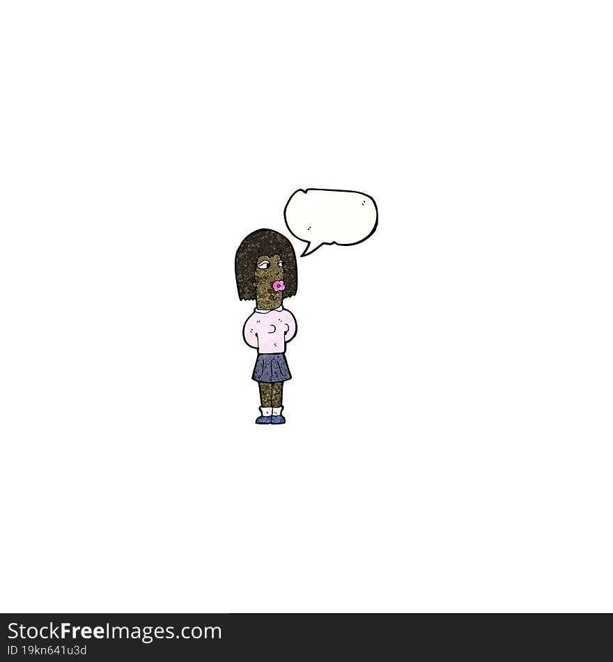 cartoon ugly woman with speech bubble