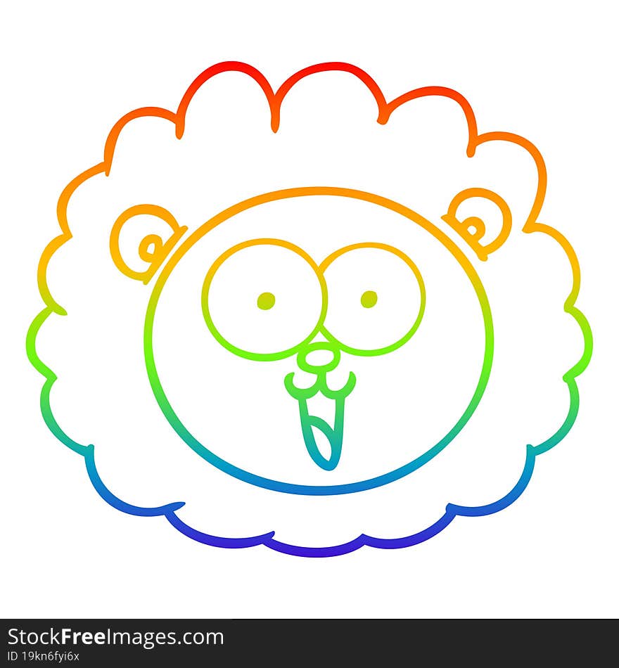 rainbow gradient line drawing cartoon lion face