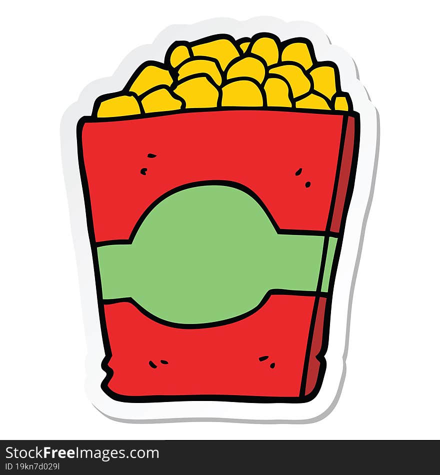 sticker of a cartoon popcorn