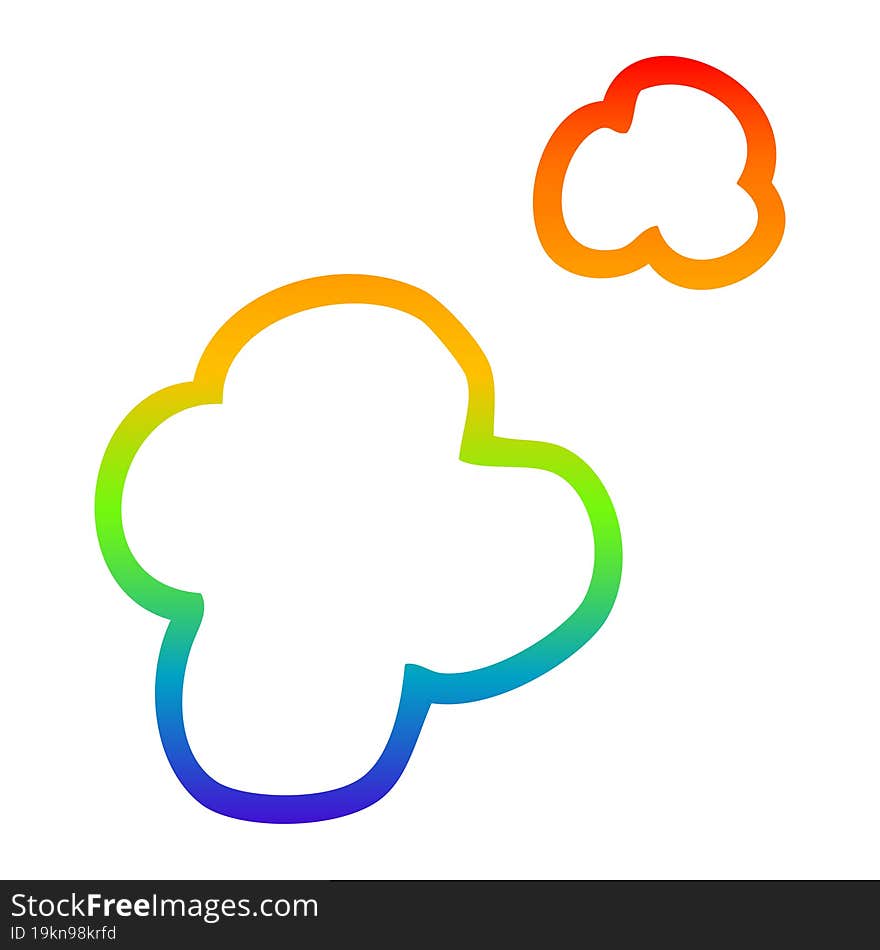 Rainbow Gradient Line Drawing Cartoon Poof Of Smoke