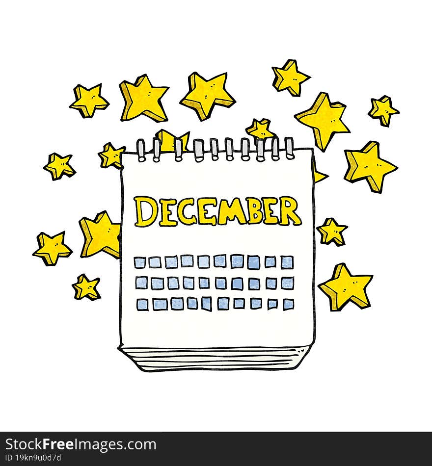 Textured Cartoon Calendar Showing Month Of December