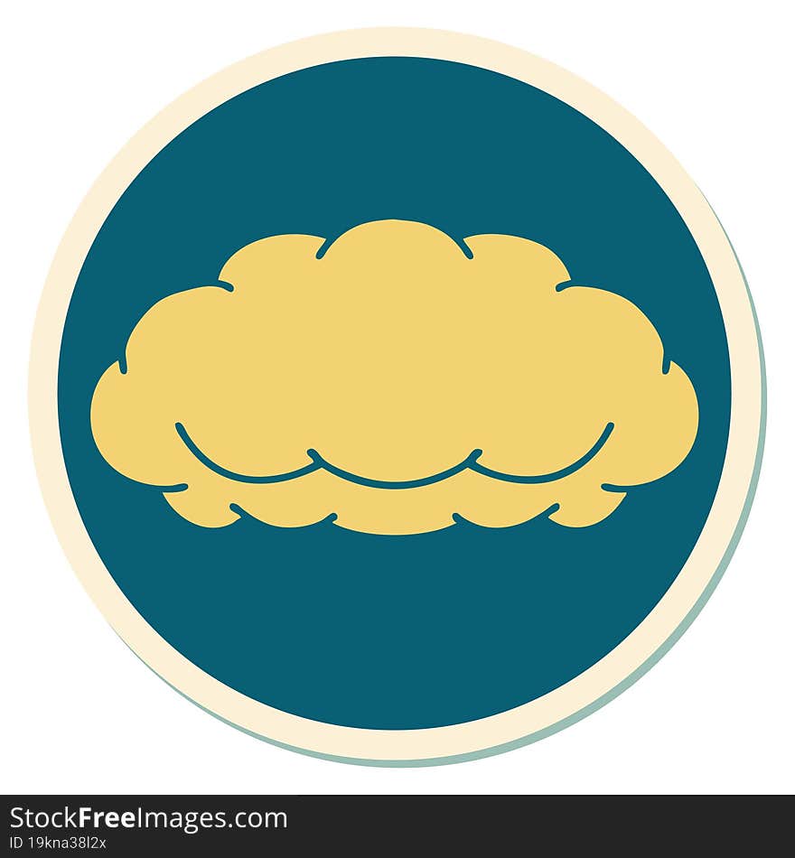 tattoo style sticker of a cloud a grey cloud