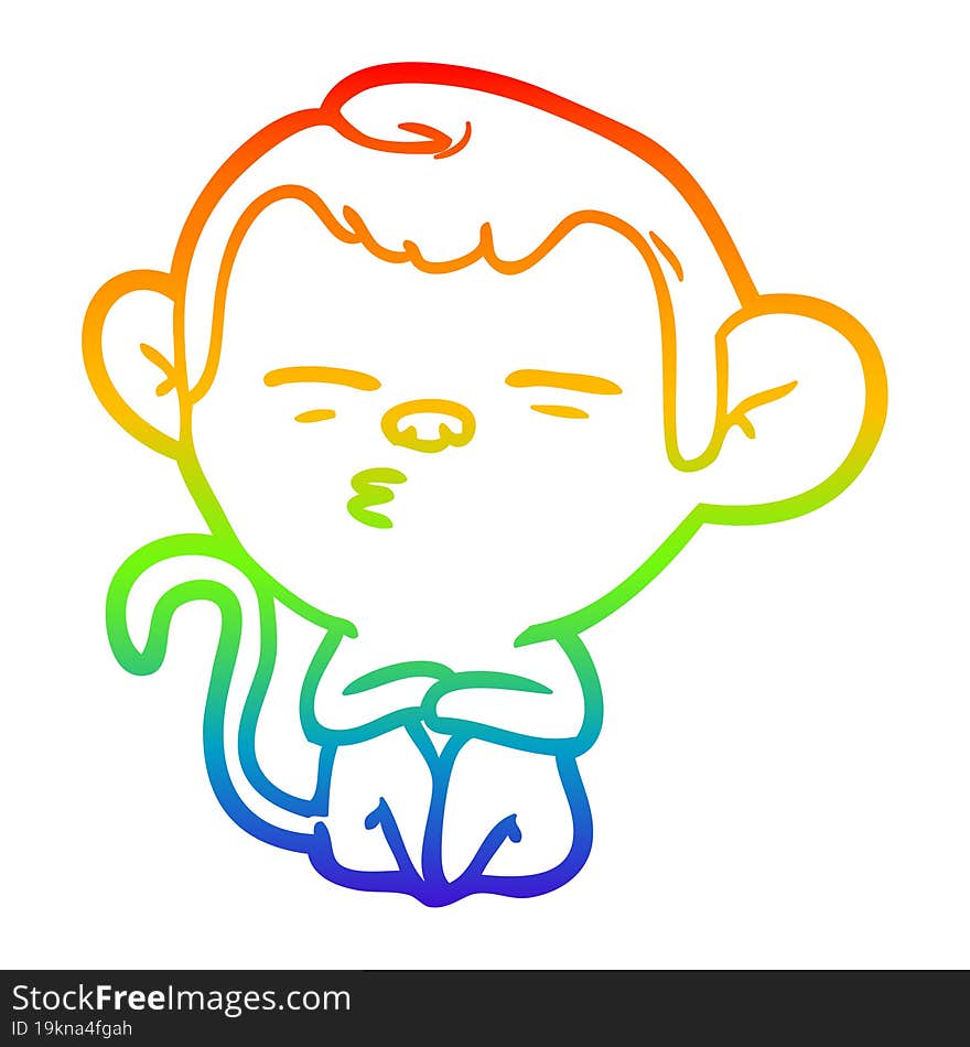 rainbow gradient line drawing cartoon suspicious monkey