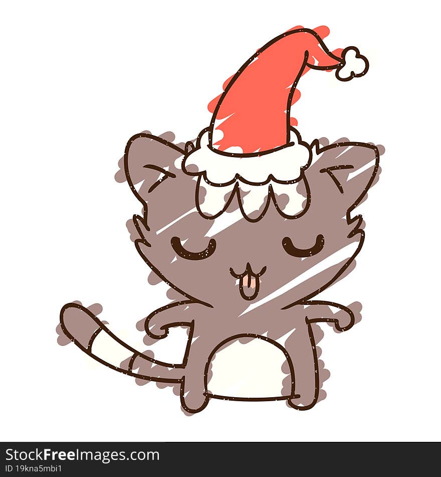 Christmas Cat Chalk Drawing