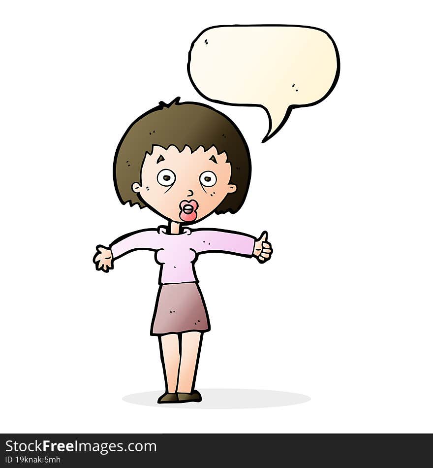 cartoon amazed woman with speech bubble