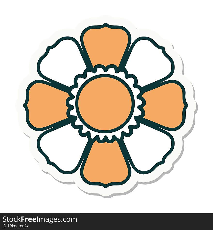 sticker of tattoo in traditional style of a flower. sticker of tattoo in traditional style of a flower