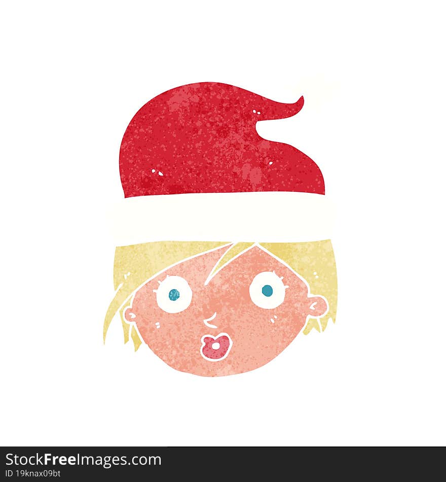 cartoon woman wearing christmas hat