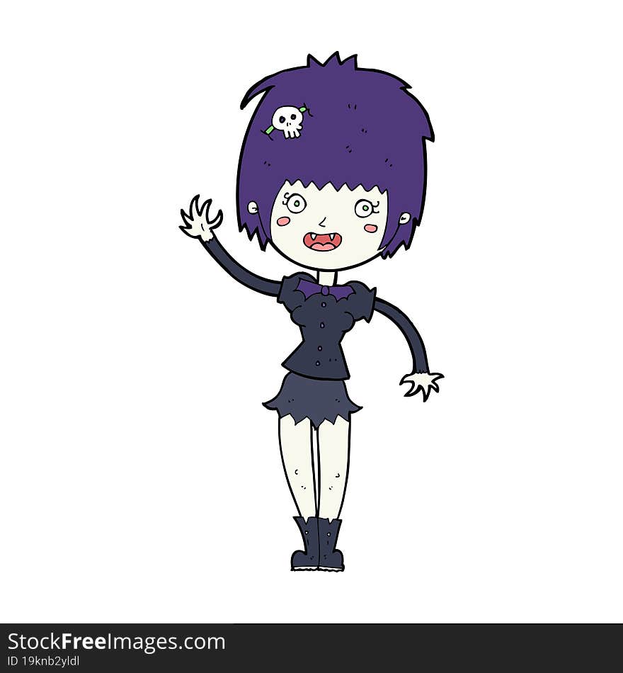 cartoon waving vampire girl