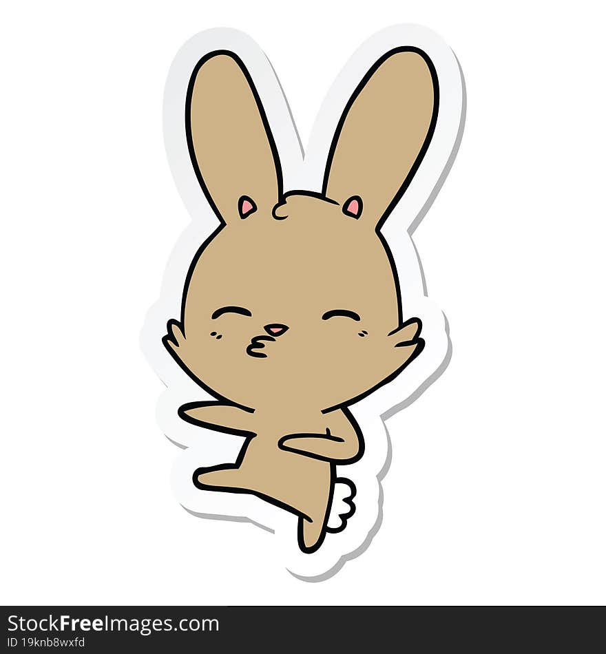 sticker of a curious bunny cartoon