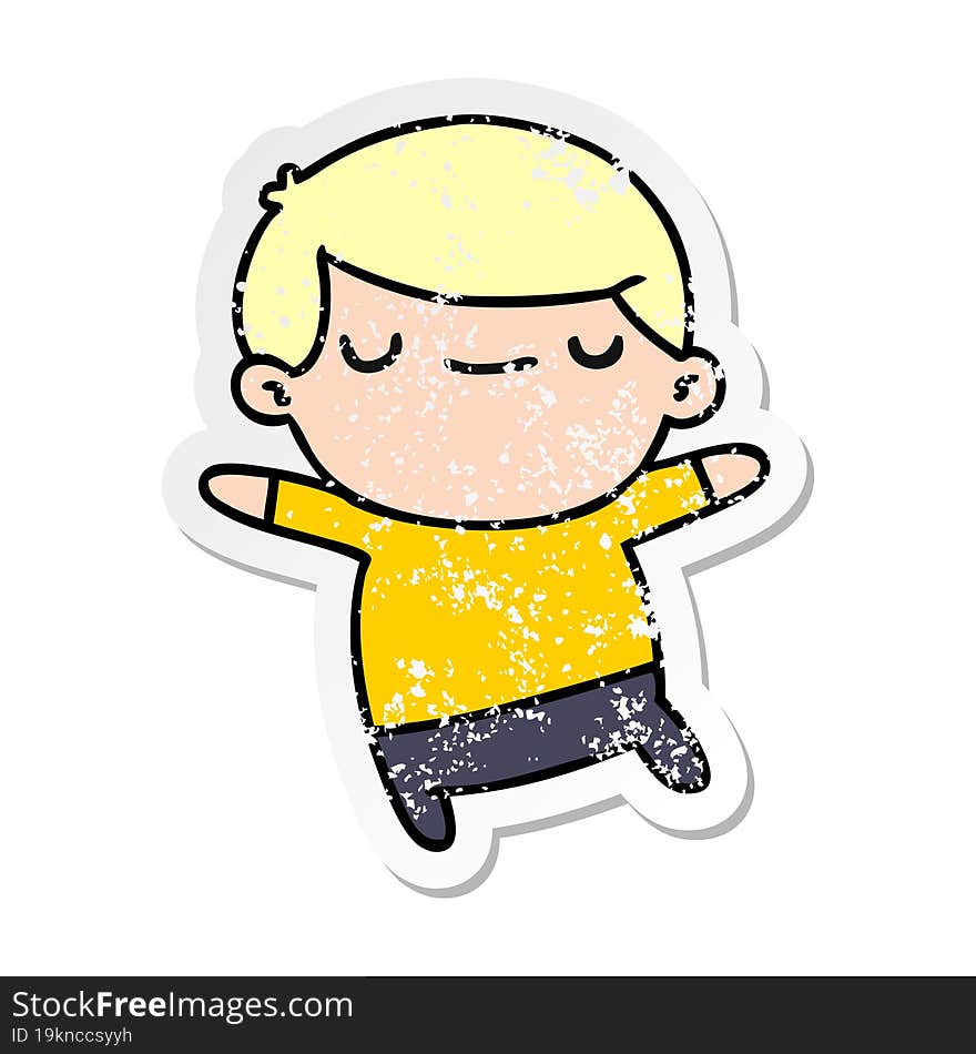 distressed sticker cartoon of a kawaii cute boy