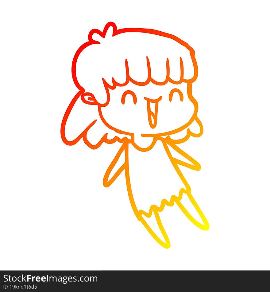 warm gradient line drawing of a cartoon woman