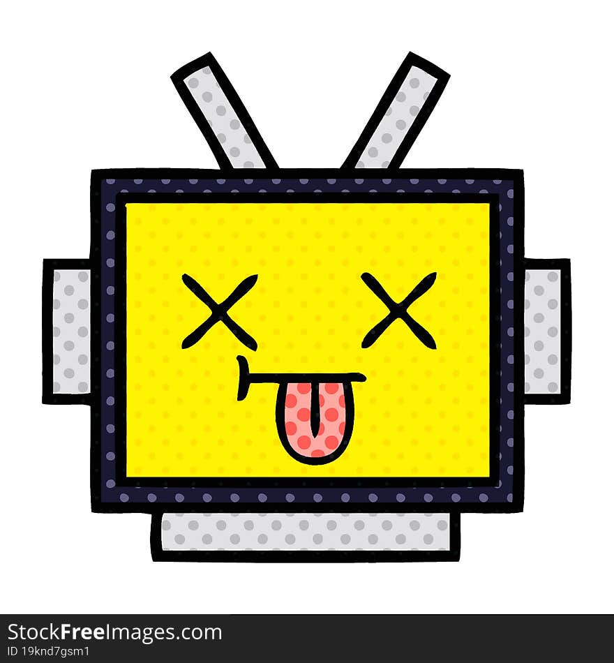 comic book style cartoon robot head