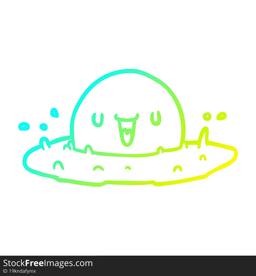 cold gradient line drawing of a happy egg