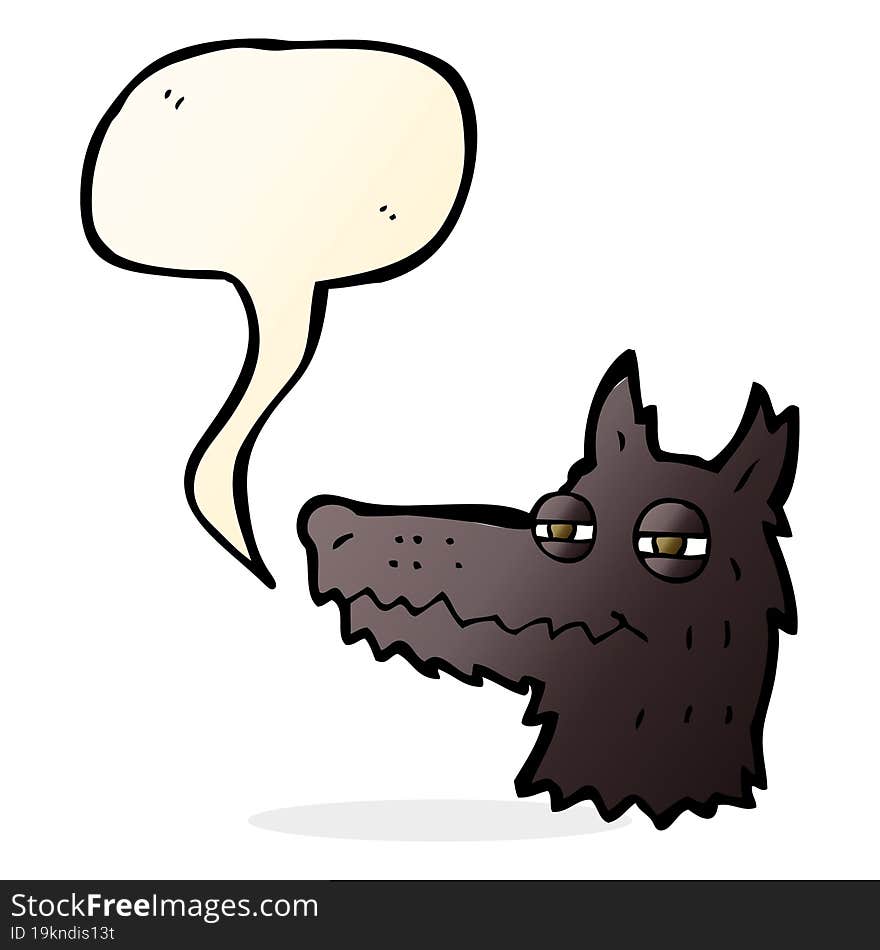 cartoon smug wolf face with speech bubble