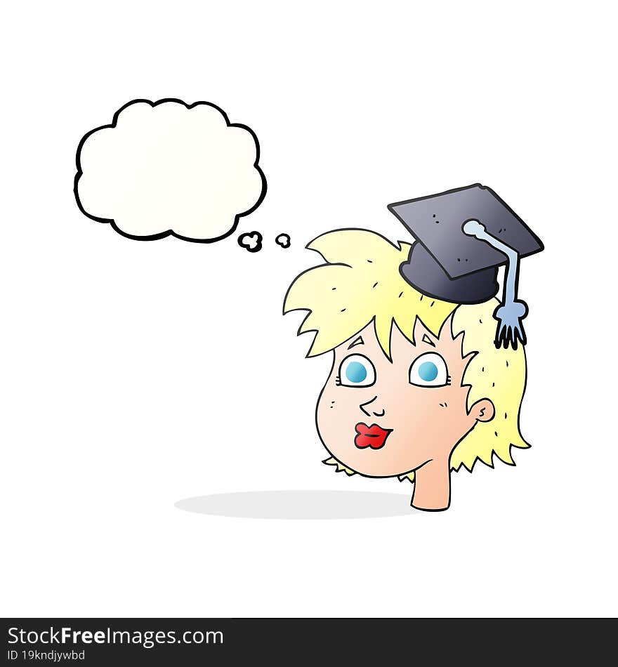 Thought Bubble Cartoon Graduate Woman