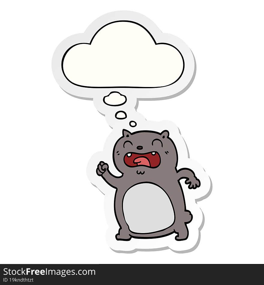 cartoon cat and thought bubble as a printed sticker