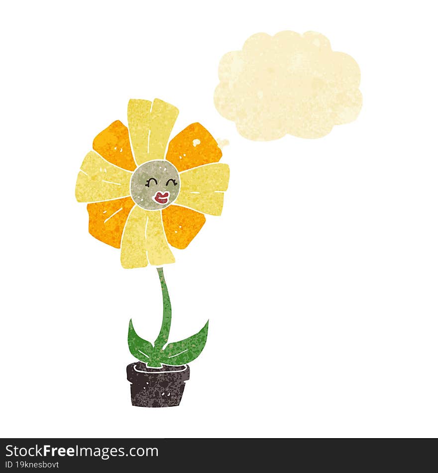 cartoon flower with thought bubble