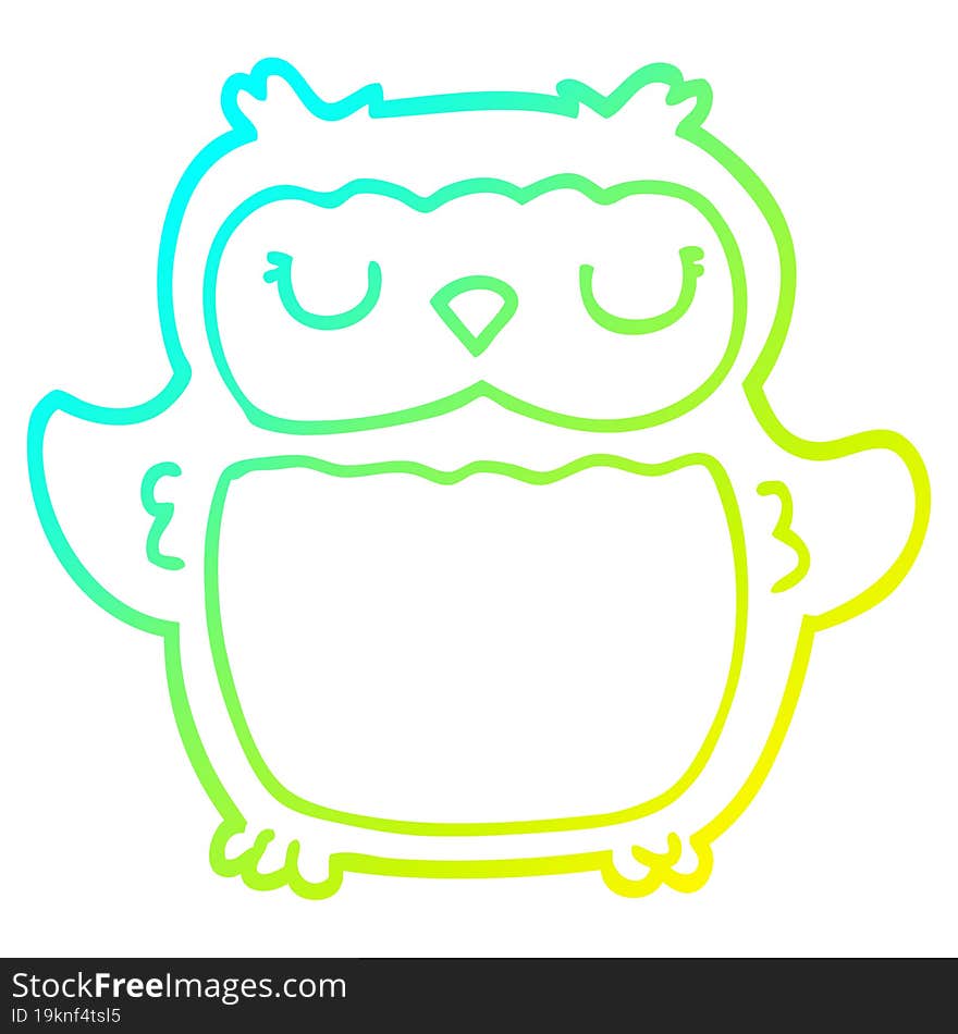 cold gradient line drawing cartoon owl